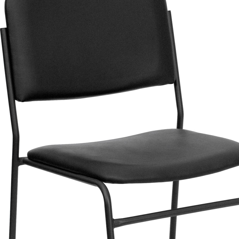 SINGLEWAVE Series 500 lb. Capacity High Density Black Vinyl Stacking Chair with Sled Base