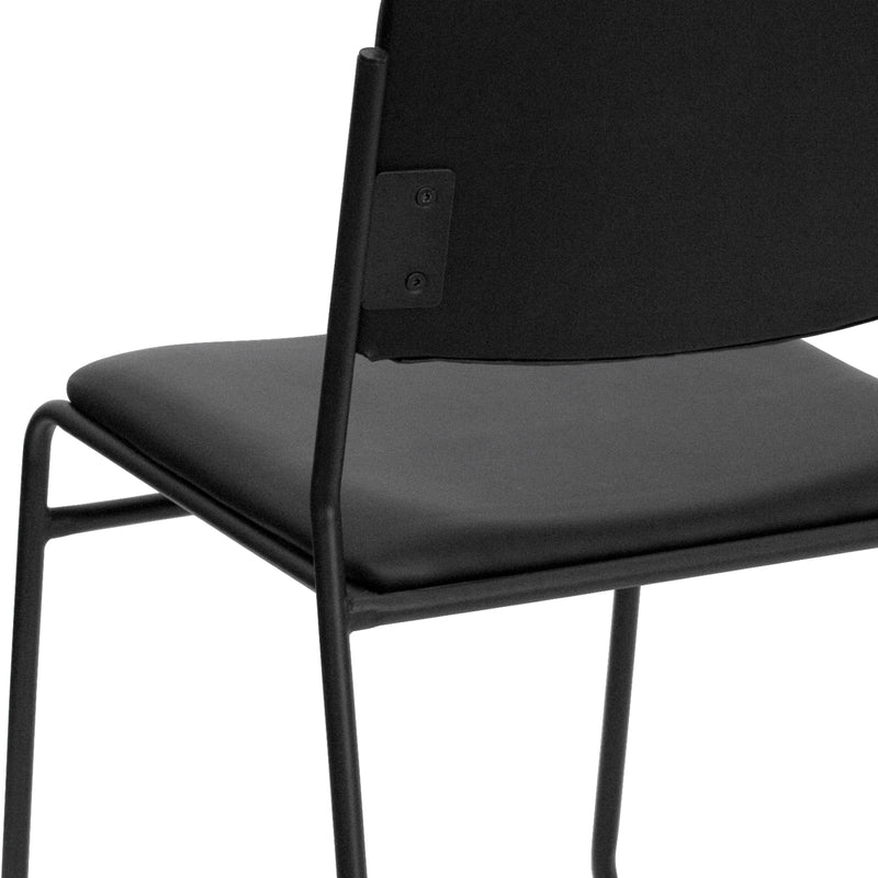 SINGLEWAVE Series 500 lb. Capacity High Density Black Vinyl Stacking Chair with Sled Base