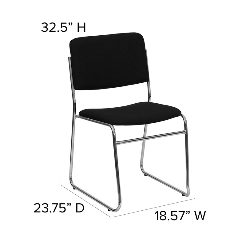 SINGLEWAVE Series 500 lb. Capacity Black Fabric High Density Stacking Chair with Chrome Sled Base