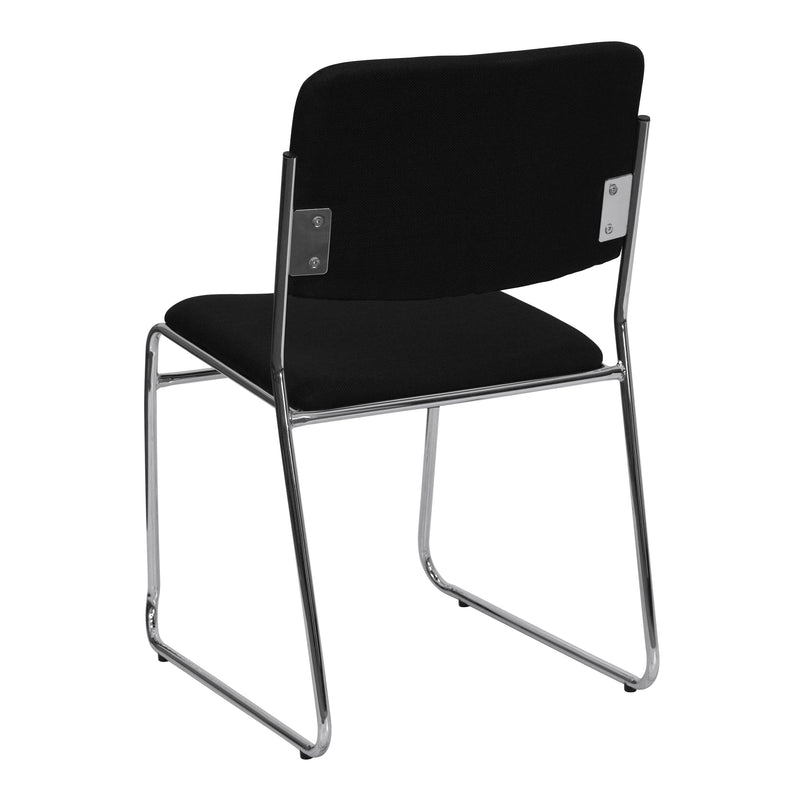 SINGLEWAVE Series 500 lb. Capacity Black Fabric High Density Stacking Chair with Chrome Sled Base