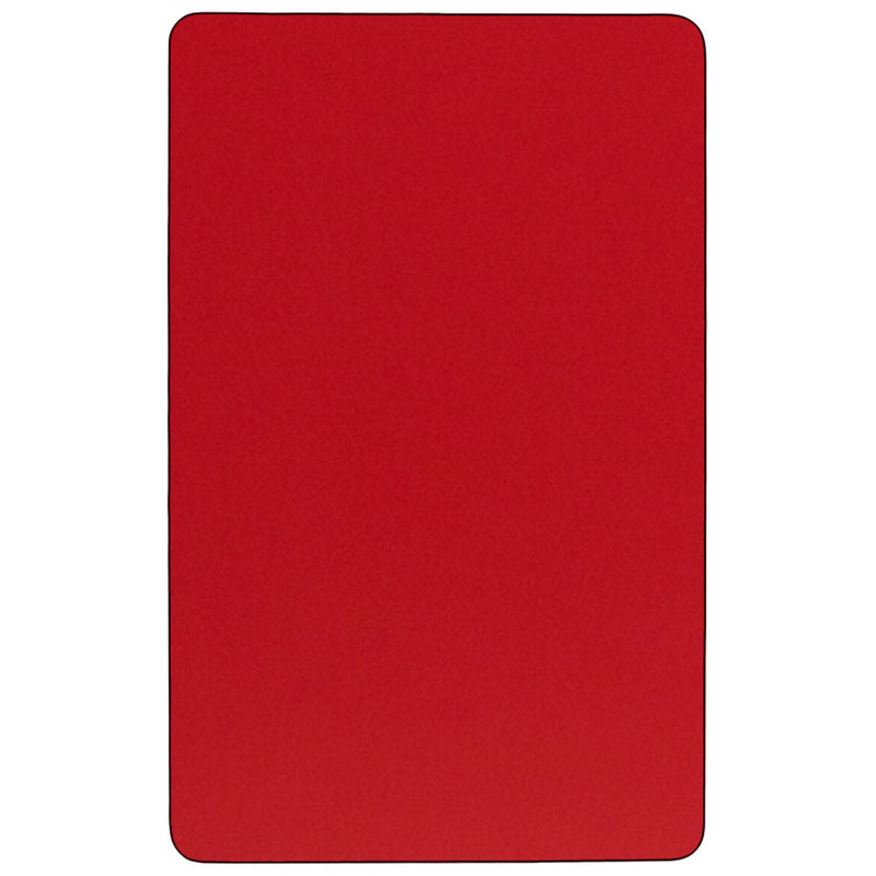 24''W x 48''L Rectangular Red HP Laminate Activity Table - Standard Height Adjustable Legs