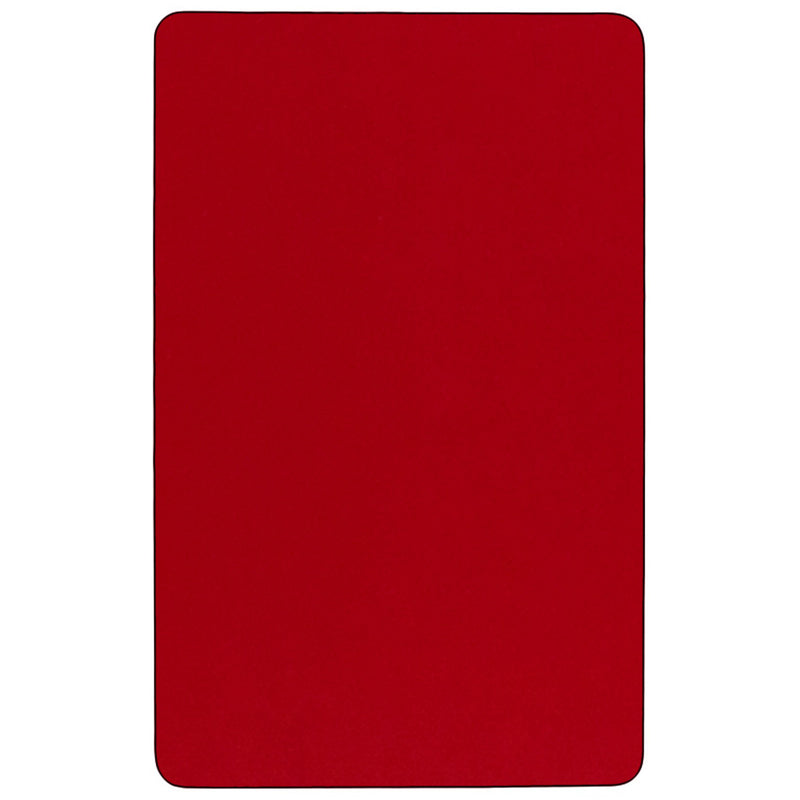 24''W x 48''L Rectangular Red Thermal Laminate Activity Table - Standard Height Adjustable Legs