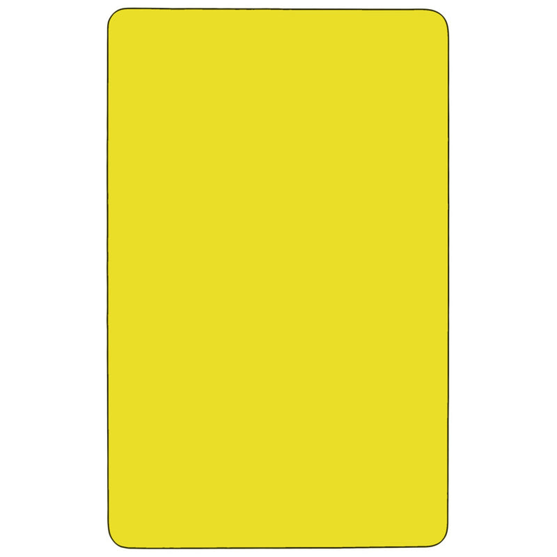 Mobile 24''W x 48''L Rectangular Yellow HP Laminate Activity Table - Standard Height Adjustable Legs