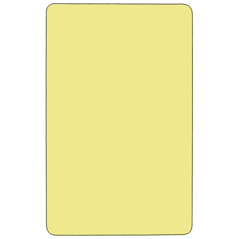 24''W x 48''L Rectangular Yellow Thermal Laminate Activity Table - Standard Height Adjustable Legs