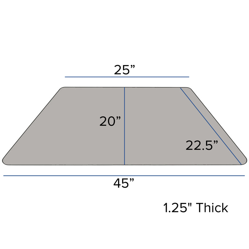 Mobile 22.5''W x 45''L Trapezoid Grey HP Laminate Activity Table - Standard Height Adjustable Legs