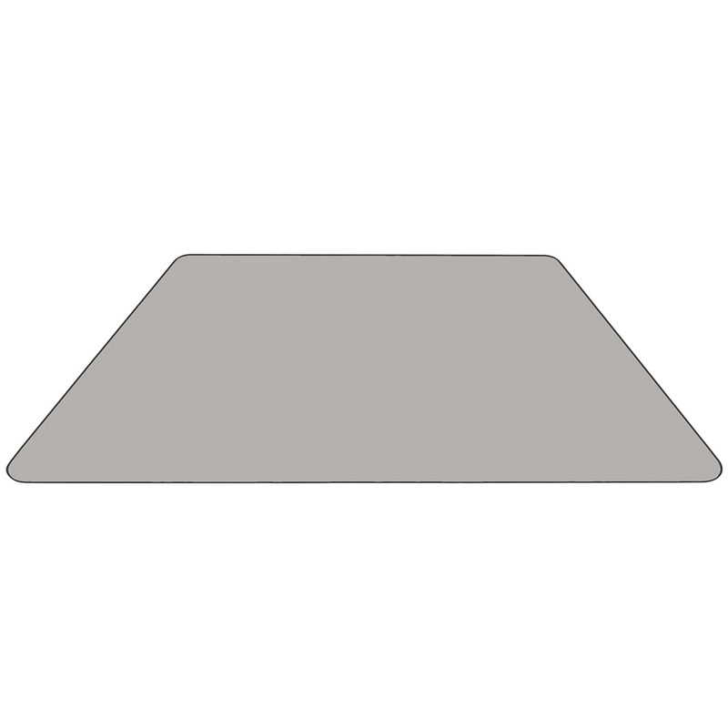 22.5''W x 45''L Trapezoid Grey HP Laminate Activity Table - Standard Height Adjustable Legs