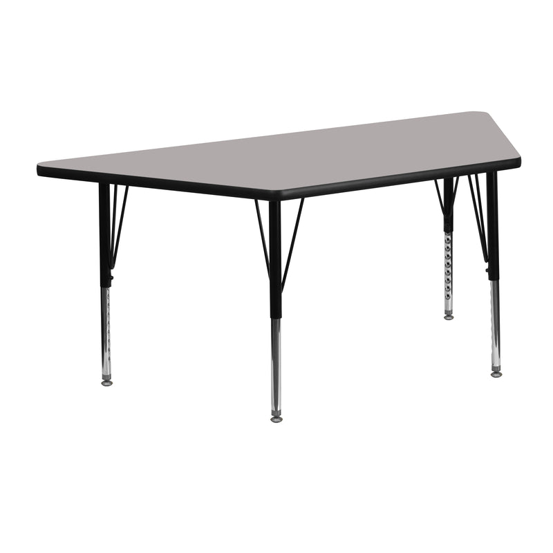 22.5''W x 45''L Trapezoid Grey HP Laminate Activity Table - Height Adjustable Short Legs