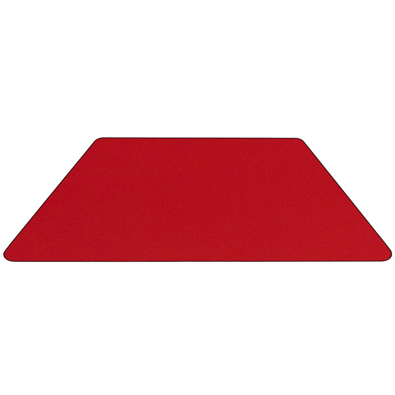 Mobile 22.5''W x 45''L Trapezoid Red HP Laminate Activity Table - Height Adjustable Short Legs