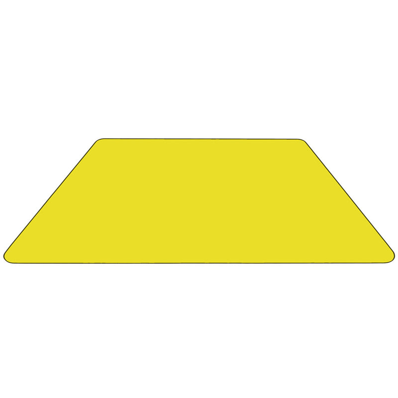 Mobile 22.5''W x 45''L Trapezoid Yellow HP Laminate Activity Table - Standard Height Adjustable Legs