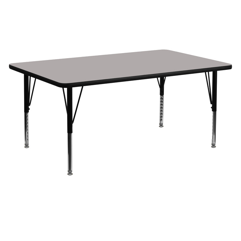 24''W x 60''L Rectangular Grey HP Laminate Activity Table - Height Adjustable Short Legs