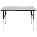 28"W x 47.5"L Rectangular Wave Flexible Collaborative Grey Thermal Laminate Activity Table - Standard Height Adjustable Legs