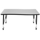 Mobile 28"W x 47.5"L Rectangular Wave Flexible Collaborative Grey Laminate Activity Table - Height Adjustable Short Legs