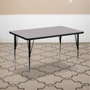 30''W x 48''L Rectangular Grey Thermal Laminate Activity Table - Standard Height Adjustable Legs