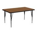 30''W x 48''L Rectangular Oak HP Laminate Activity Table - Height Adjustable Short Legs
