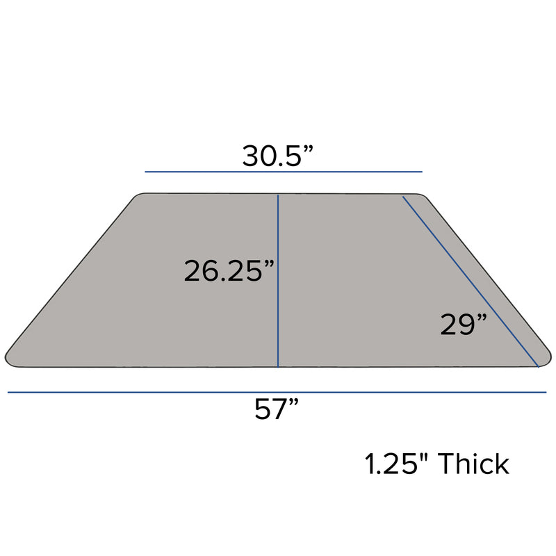 Mobile 29''W x 57''L Trapezoid Grey HP Laminate Activity Table - Height Adjustable Short Legs