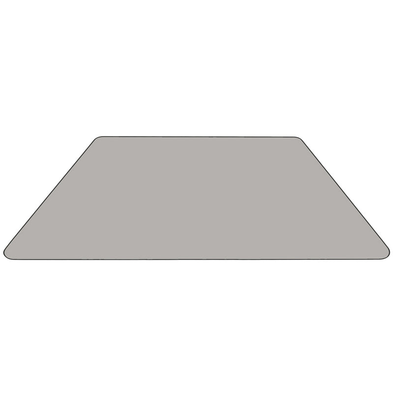 29''W x 57''L Trapezoid Grey HP Laminate Activity Table - Height Adjustable Short Legs