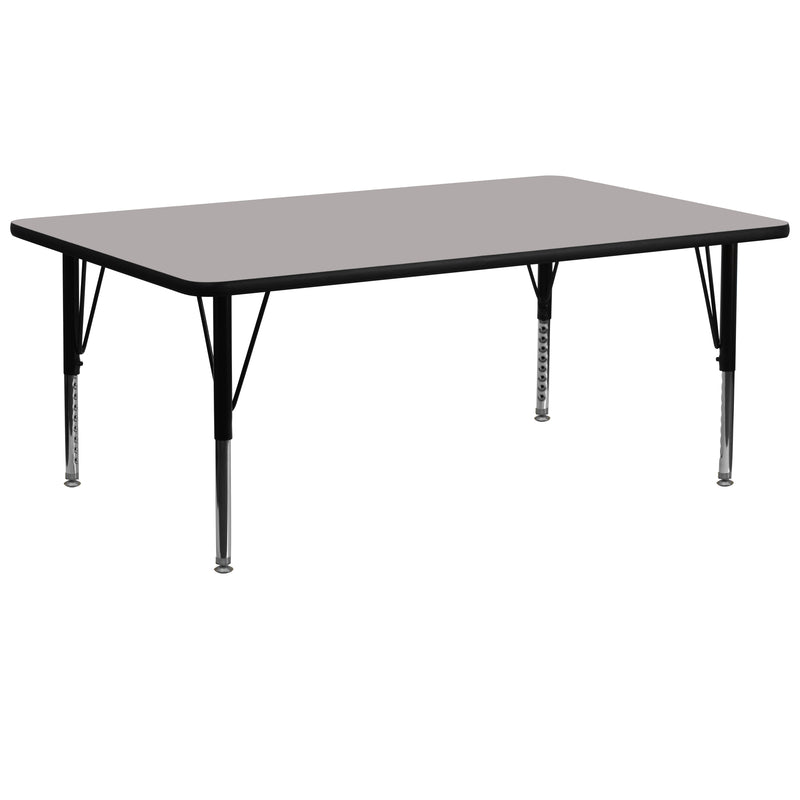 30''W x 72''L Rectangular Grey HP Laminate Activity Table - Height Adjustable Short Legs