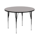 42'' Round Grey HP Laminate Activity Table - Standard Height Adjustable Legs