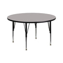 42'' Round Grey HP Laminate Activity Table - Height Adjustable Short Legs
