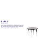 42'' Round Grey Thermal Laminate Activity Table - Standard Height Adjustable Legs