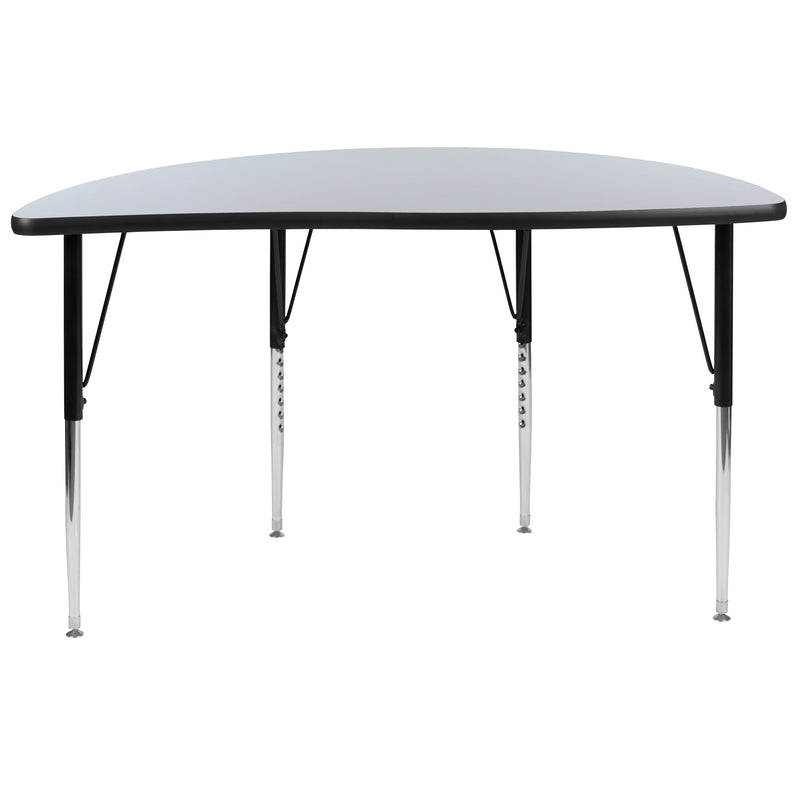 47.5" Half Circle Wave Flexible Collaborative Grey Thermal Laminate Activity Table - Standard Height Adjustable Legs