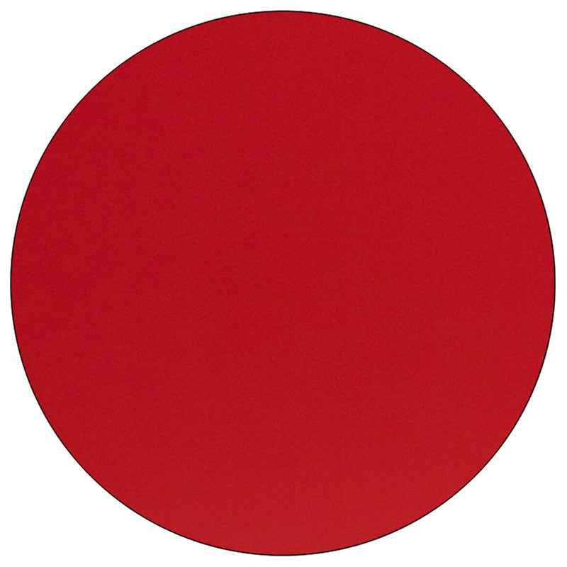 48'' Round Red HP Laminate Activity Table - Standard Height Adjustable Legs