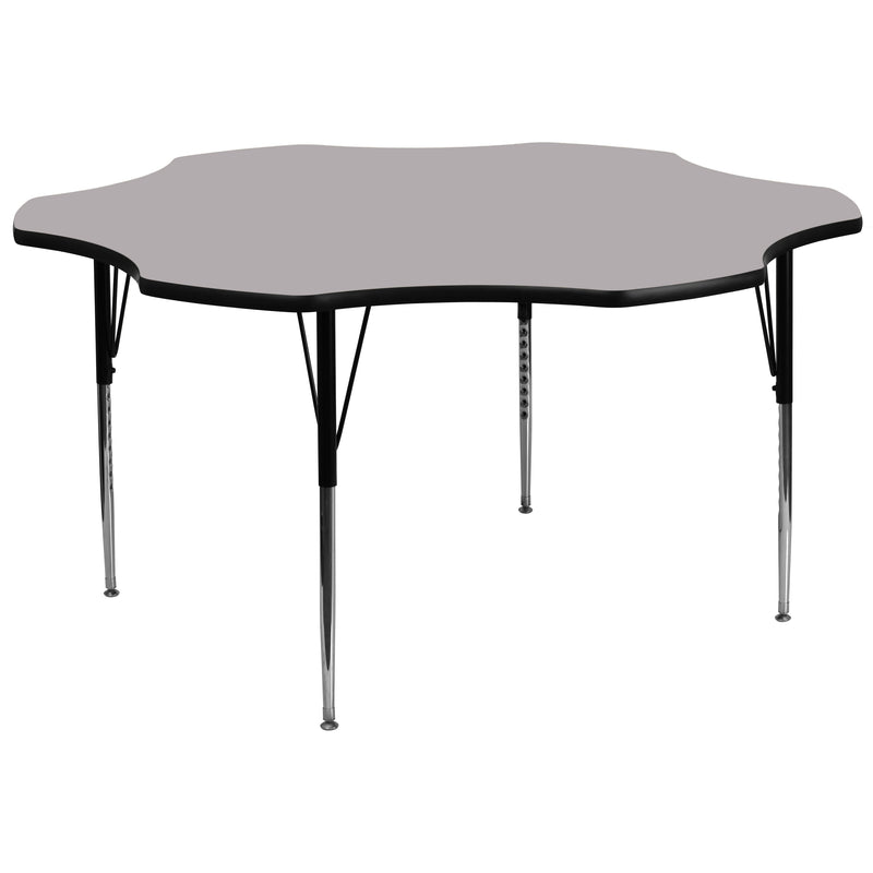 60'' Flower Grey Thermal Laminate Activity Table - Standard Height Adjustable Legs