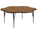 60'' Flower Oak Thermal Laminate Activity Table - Height Adjustable Short Legs