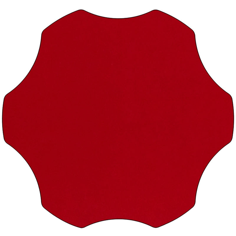 Mobile 60'' Flower Red Thermal Laminate Activity Table - Standard Height Adjustable Legs