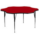 60'' Flower Red Thermal Laminate Activity Table - Standard Height Adjustable Legs