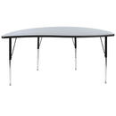 60" Half Circle Wave Flexible Collaborative Grey Thermal Laminate Activity Table - Standard Height Adjustable Legs