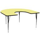 60''W x 66''L Horseshoe Yellow Thermal Laminate Activity Table - Standard Height Adjustable Legs