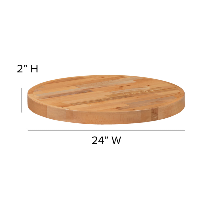 24" Round Butcher Block Style Table Top