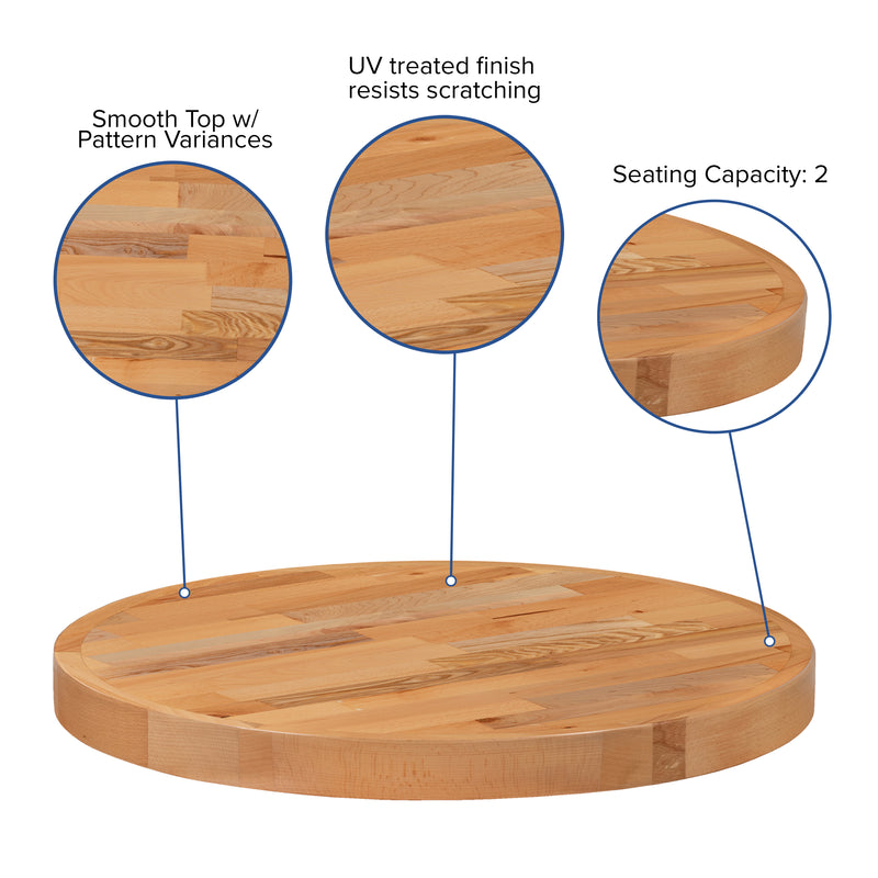 24" Round Butcher Block Style Table Top