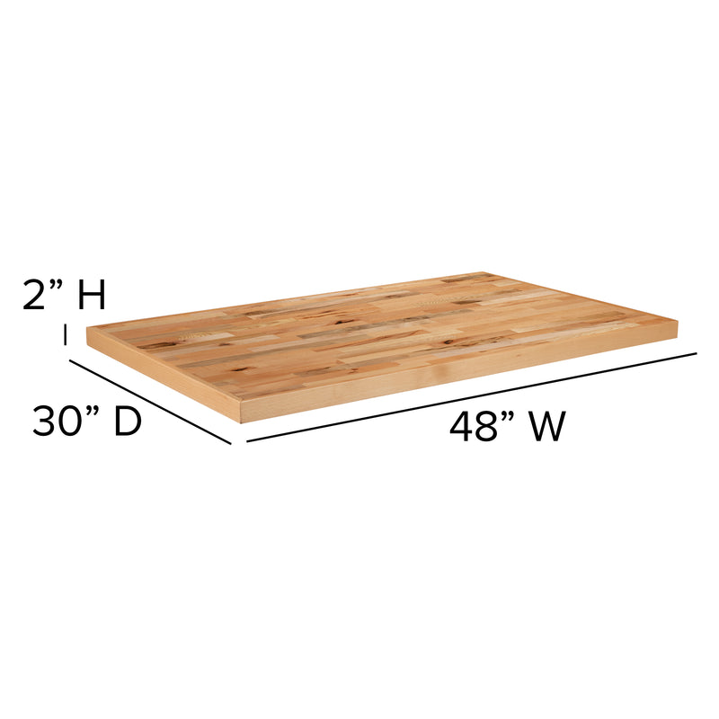 30" x 48" Rectangle Butcher Block Style Table Top