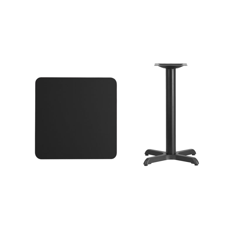 24'' Square Black Laminate Table Top with 22'' x 22'' Table Height Base