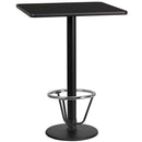 24'' Square Black Laminate Table Top with 18'' Round Bar Height Table Base and Foot Ring