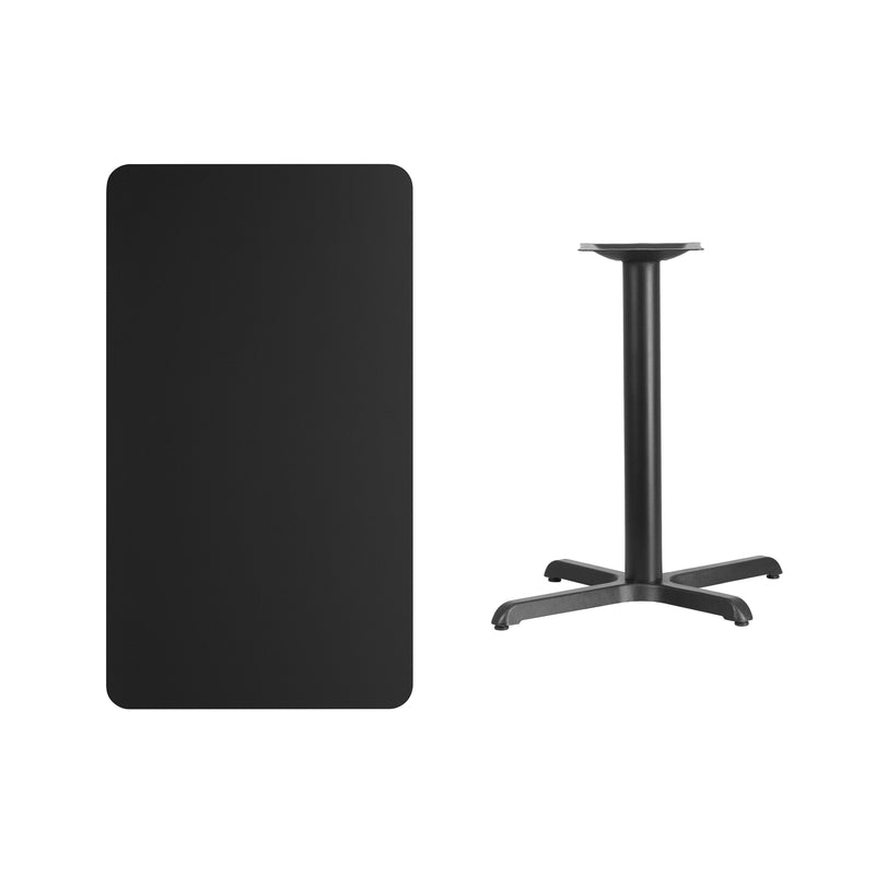 24'' x 42'' Rectangular Black Laminate Table Top with 23.5'' x 29.5'' Table Height Base