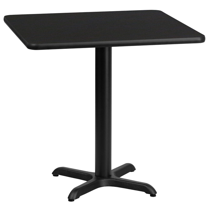 30'' Square Black Laminate Table Top with 22'' x 22'' Table Height Base