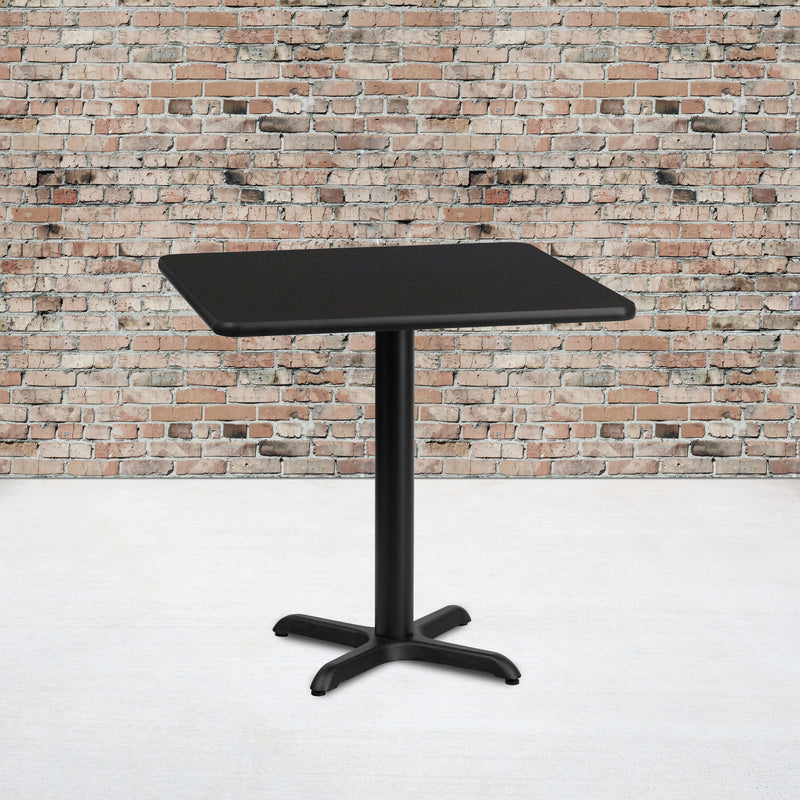 30'' Square Black Laminate Table Top with 22'' x 22'' Table Height Base