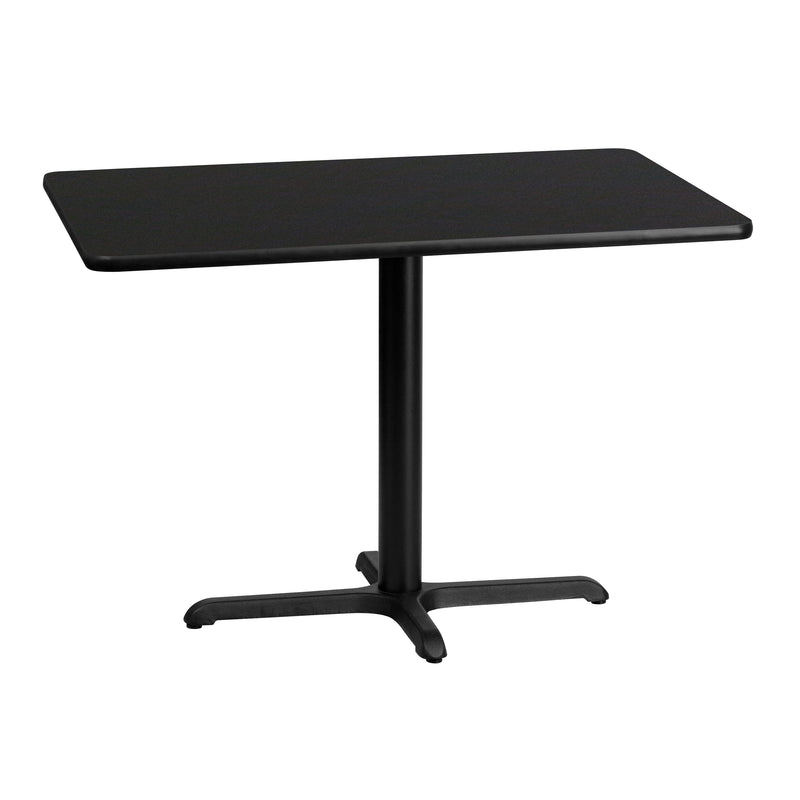 30'' x 42'' Rectangular Black Laminate Table Top with 23.5'' x 29.5'' Table Height Base