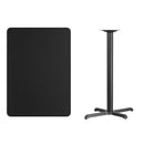 30'' x 42'' Rectangular Black Laminate Table Top with 23.5'' x 29.5'' Bar Height Table Base