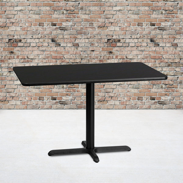 30'' x 48'' Rectangular Black Laminate Table Top with 23.5'' x 29.5'' Table Height Base