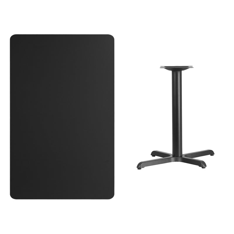 30'' x 48'' Rectangular Black Laminate Table Top with 23.5'' x 29.5'' Table Height Base