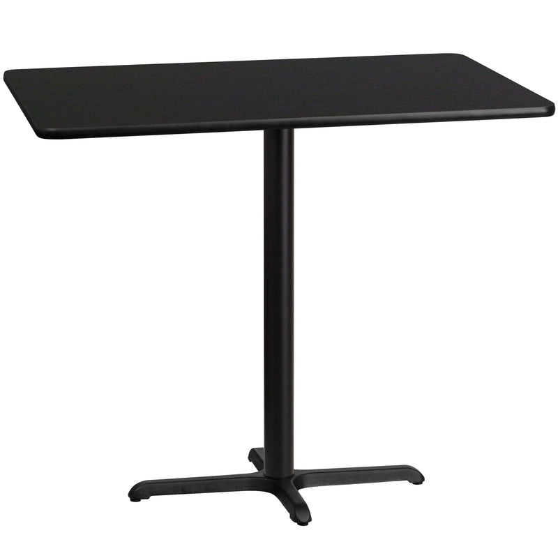 30'' x 48'' Rectangular Black Laminate Table Top with 23.5'' x 29.5'' Bar Height Table Base