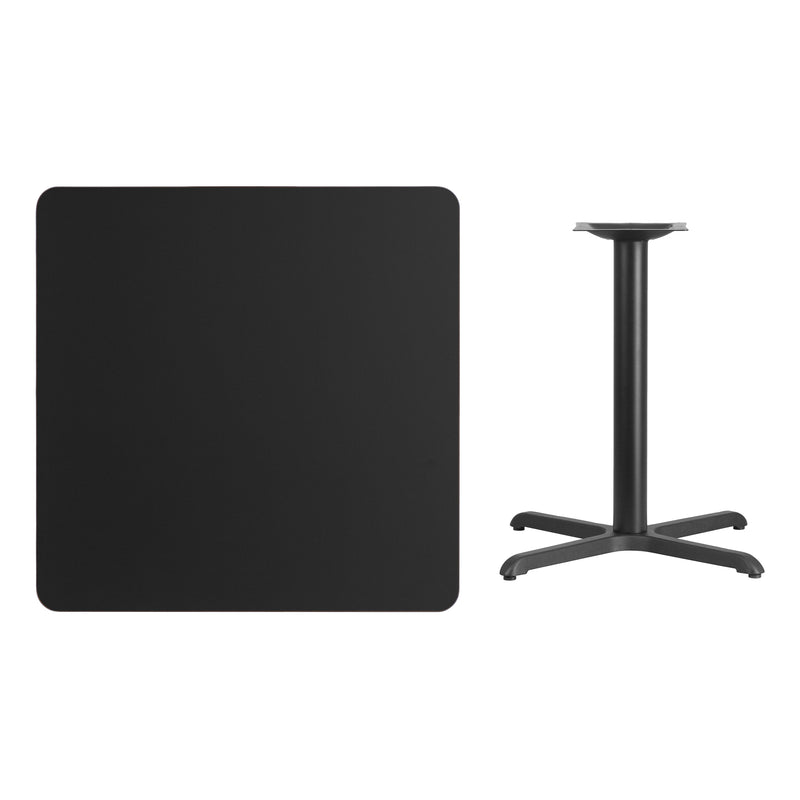 36'' Square Black Laminate Table Top with 30'' x 30'' Table Height Base