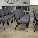 SINGLEWAVE Series 18.5''W Church Chair in Gray Fabric with Book Rack - Gold Vein Frame