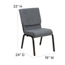 SINGLEWAVE Series 18.5''W Stacking Church Chair in Gray Fabric - Gold Vein Frame
