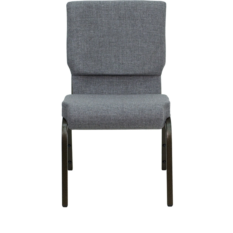 SINGLEWAVE Series 18.5''W Stacking Church Chair in Gray Fabric - Gold Vein Frame