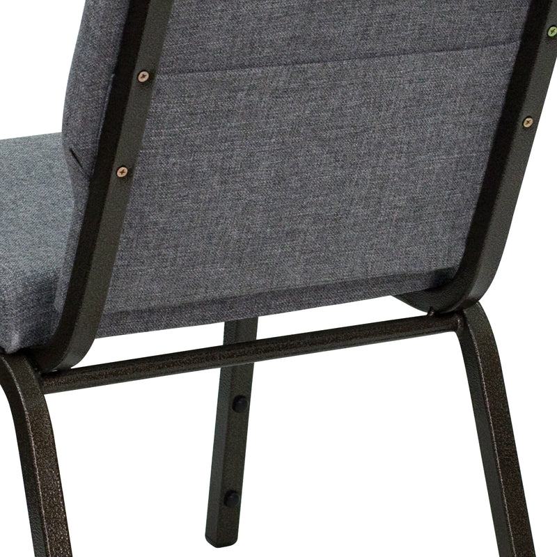 SINGLEWAVE Series 18.5''W Stacking Church Chair in Gray Fabric - Gold Vein Frame